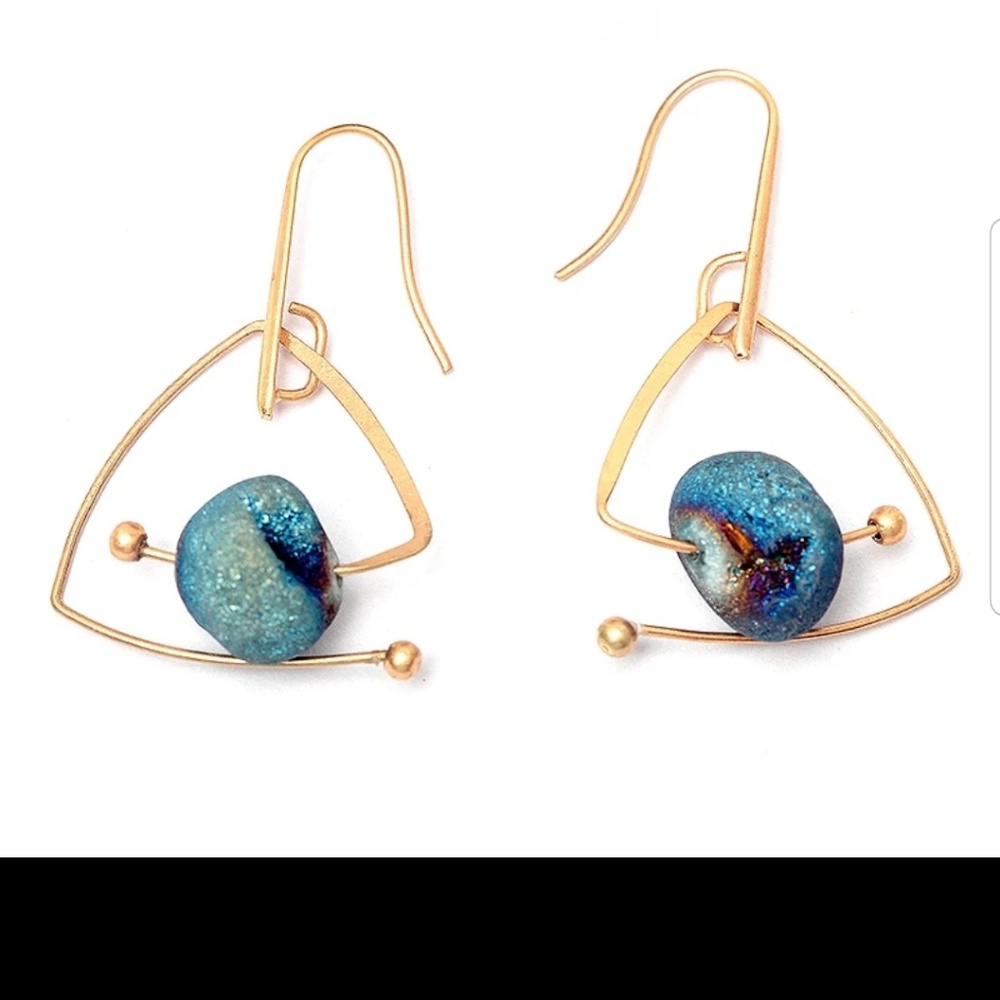Geometric Turquoise Drop Earrings